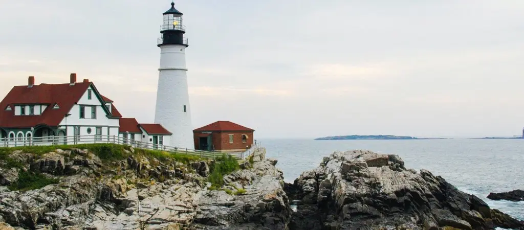 Rocky Maine coast in New England